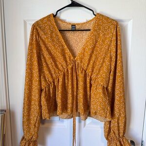 SHEIN Mustard Floral Blouse
